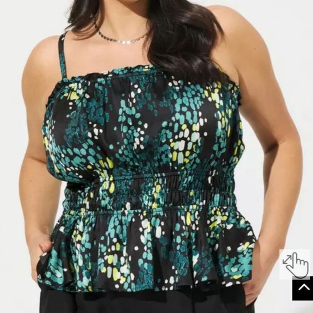 NWT Torrid Peplum Square Neck Crop Cami in Brush Rain Dot Artsy Whimsigoth